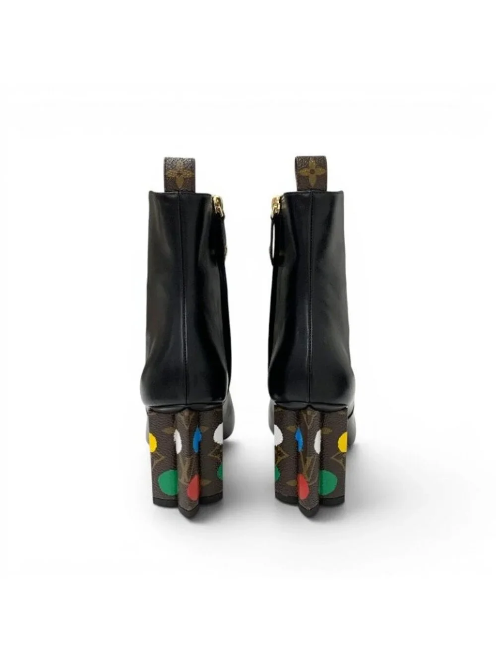 Louis Vuitton Silhouette Line Boots Short Shoes Leather Black Multicolor